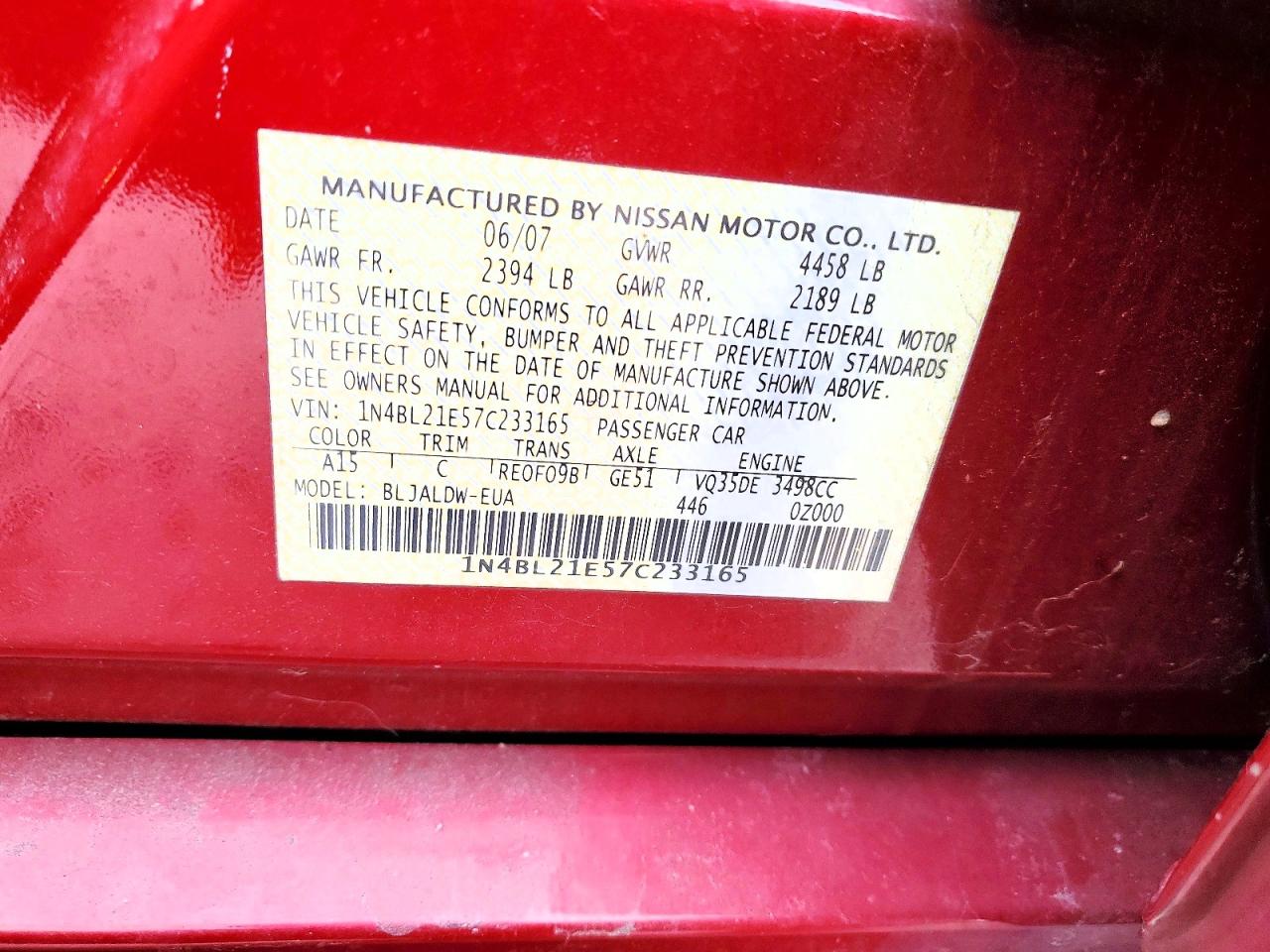 2007 NISSAN ALTIMA 3.5SE photo 12