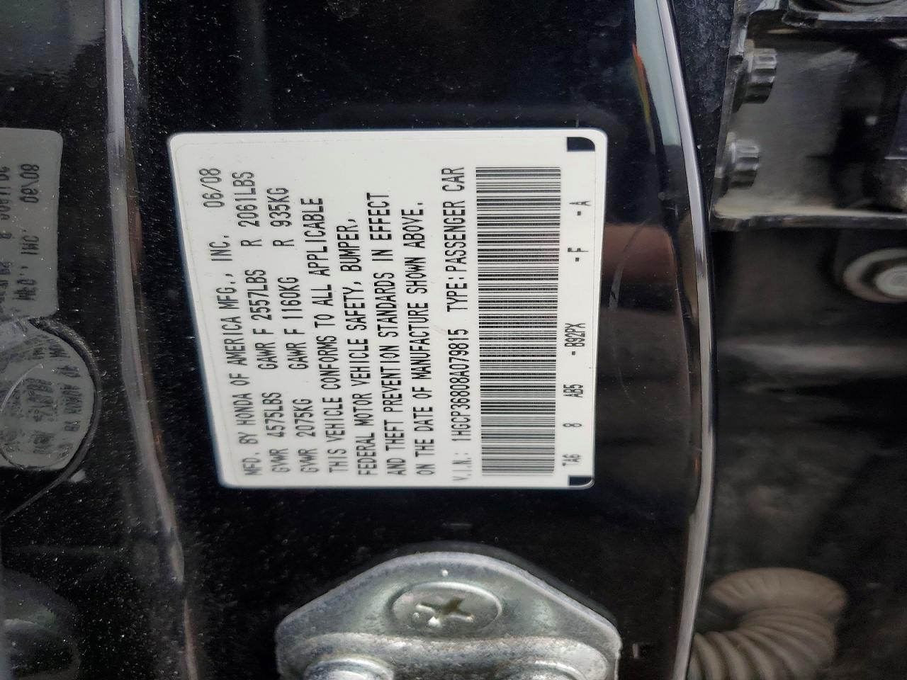 2008 HONDA ACCORD photo 12