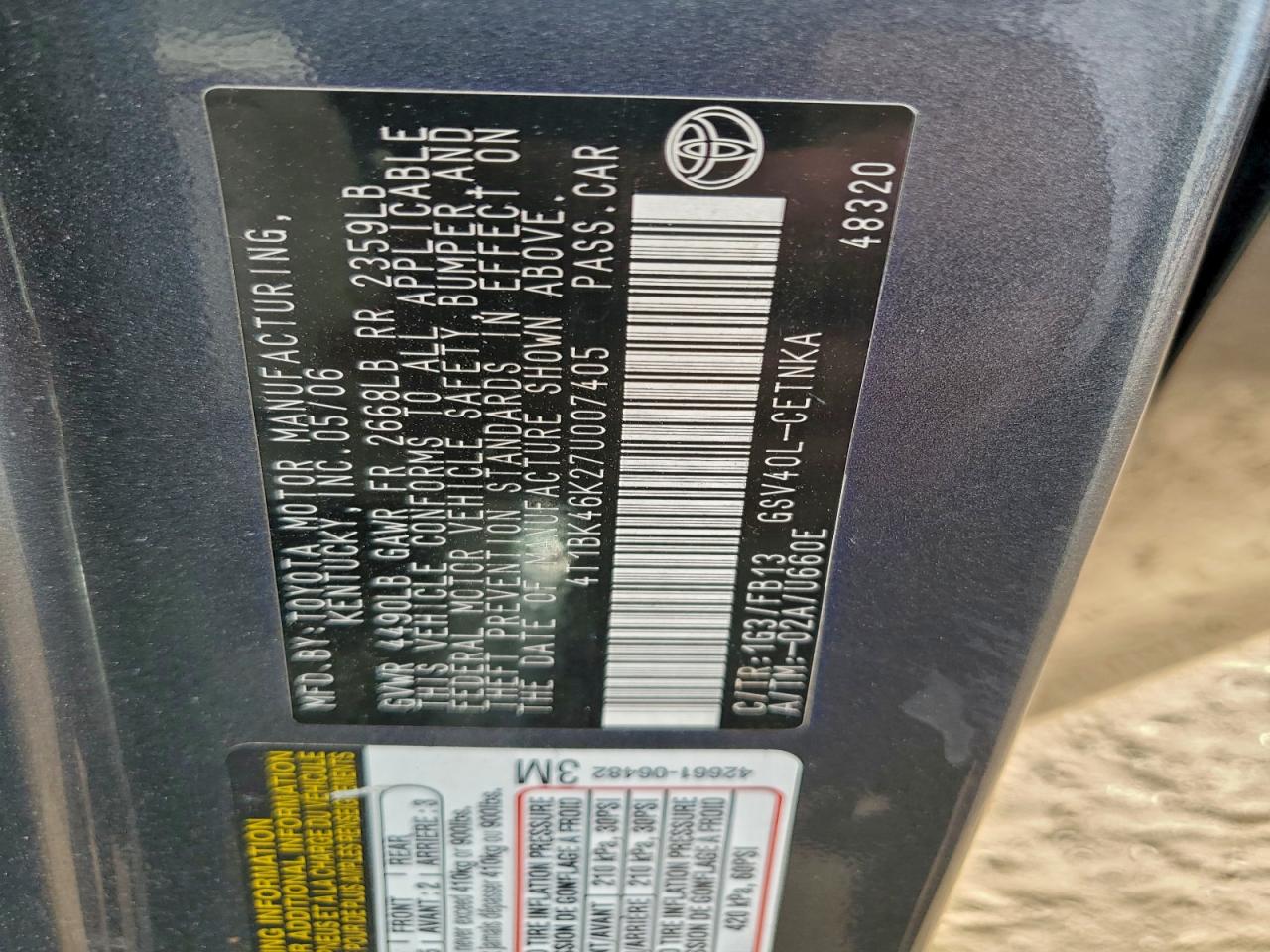 2007 TOYOTA CAMRY LE photo 12