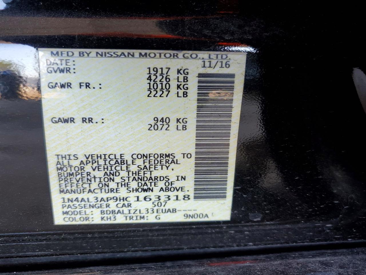 2017 NISSAN ALTIMA 2.5 SV photo 14