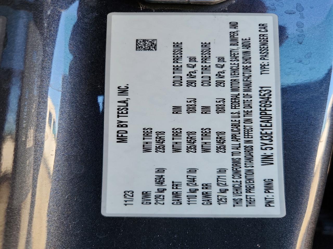 2023 TESLA MODEL 3 photo 12