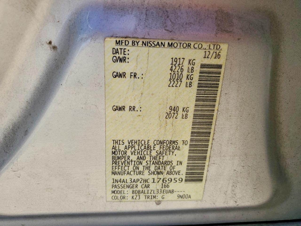 2017 NISSAN ALTIMA 2.5 photo 37