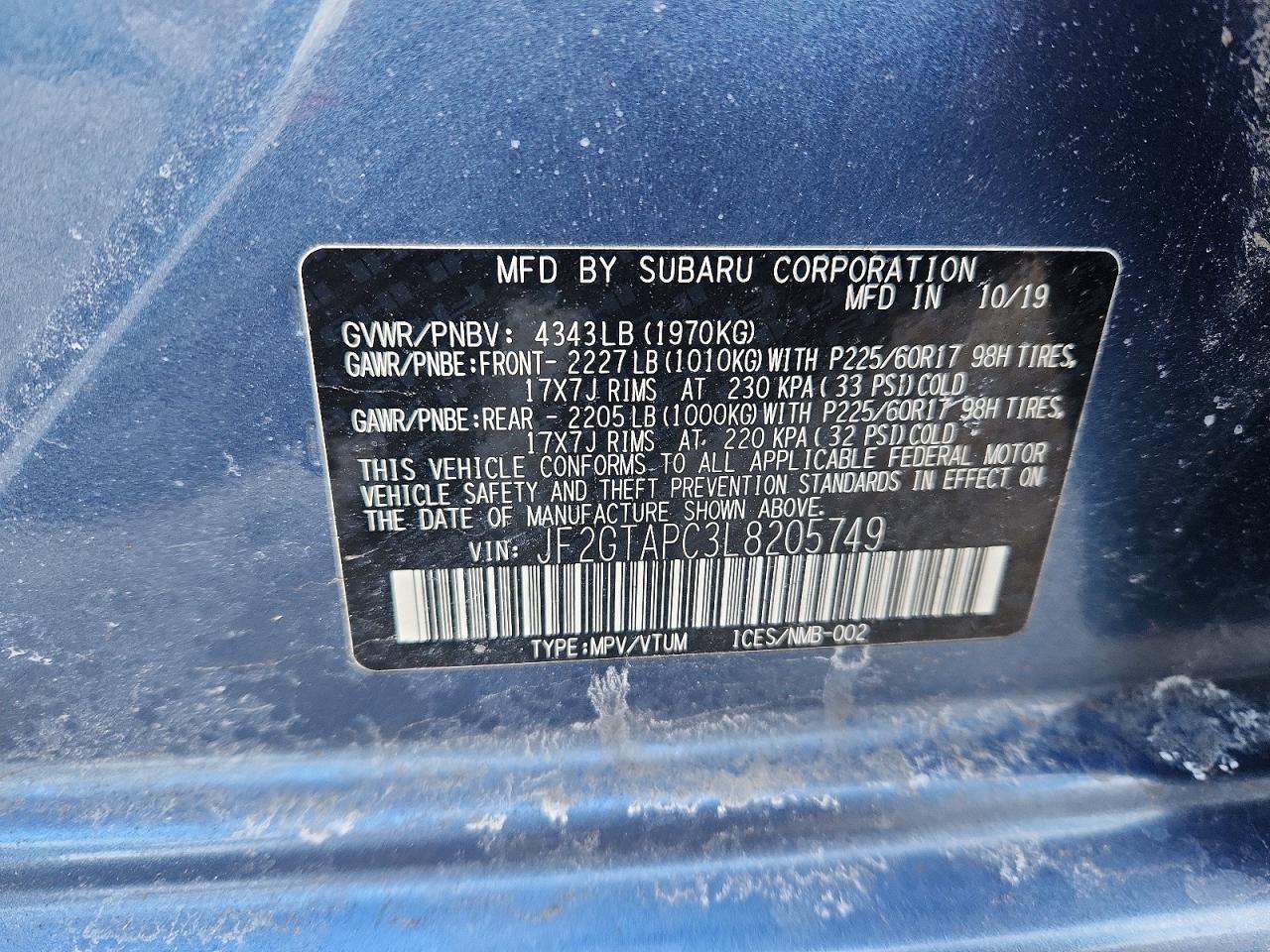 2020 SUBARU CROSSTREK PREMIUM photo 13
