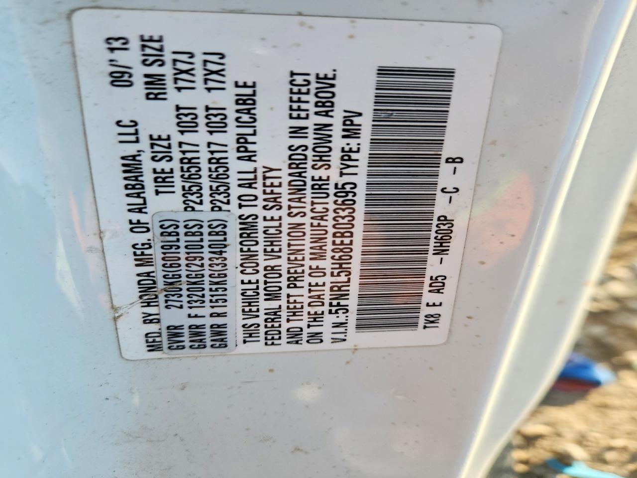 2014 HONDA ODYSSEY EXL photo 13