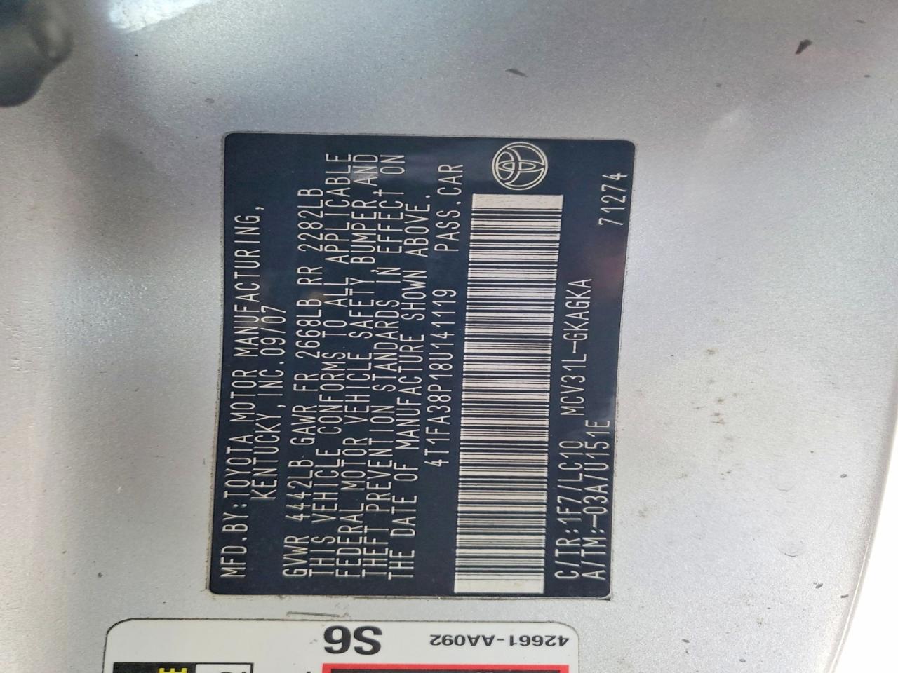 2008 TOYOTA CAMRY SOLARA SE photo 12