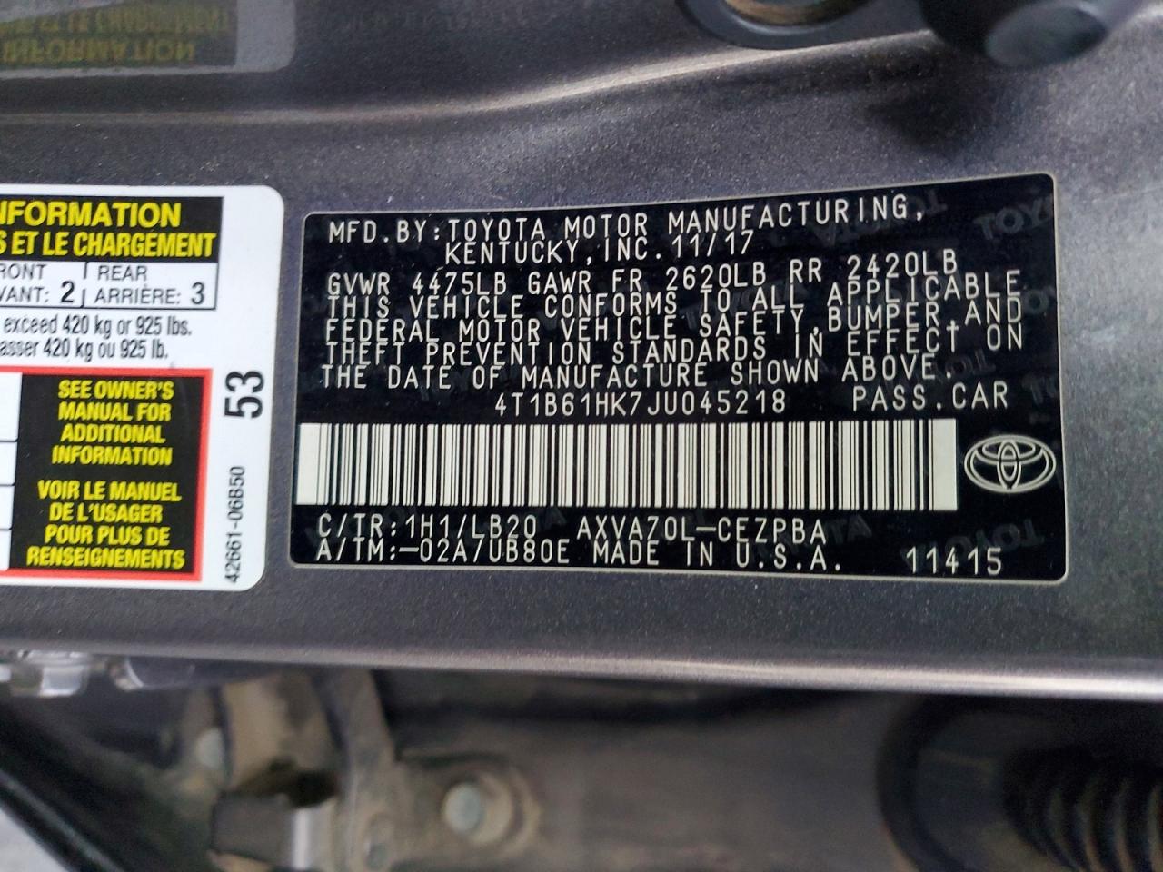 2018 TOYOTA CAMRY XSE photo 12