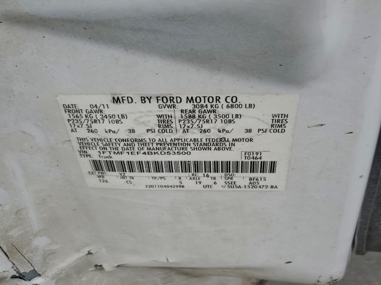 2011 FORD F150 photo 12