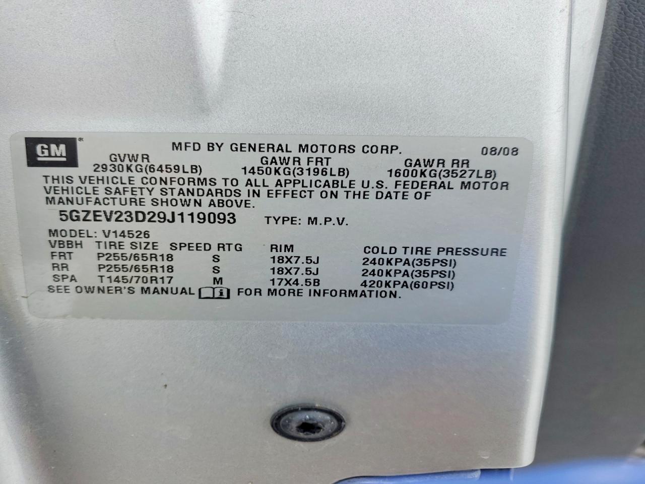 2009 SATURN OUTLOOK XR photo 13
