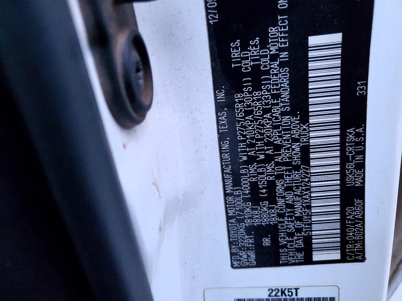 2010 TOYOTA TUNDRA DOUBLE CAB SR5 photo 12