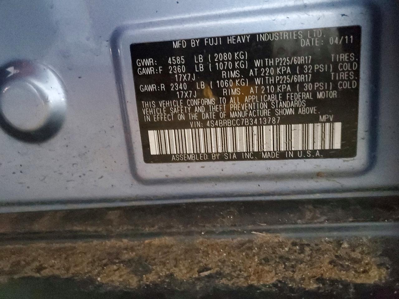 2011 SUBARU OUTBACK 2.5I PREMIUM photo 13