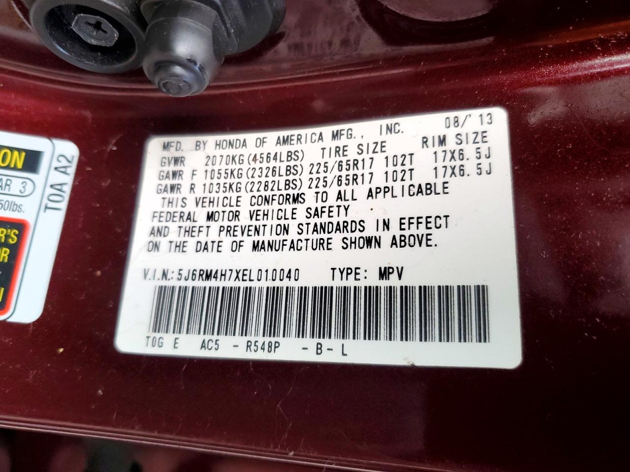 2014 HONDA CR-V EXL photo 13