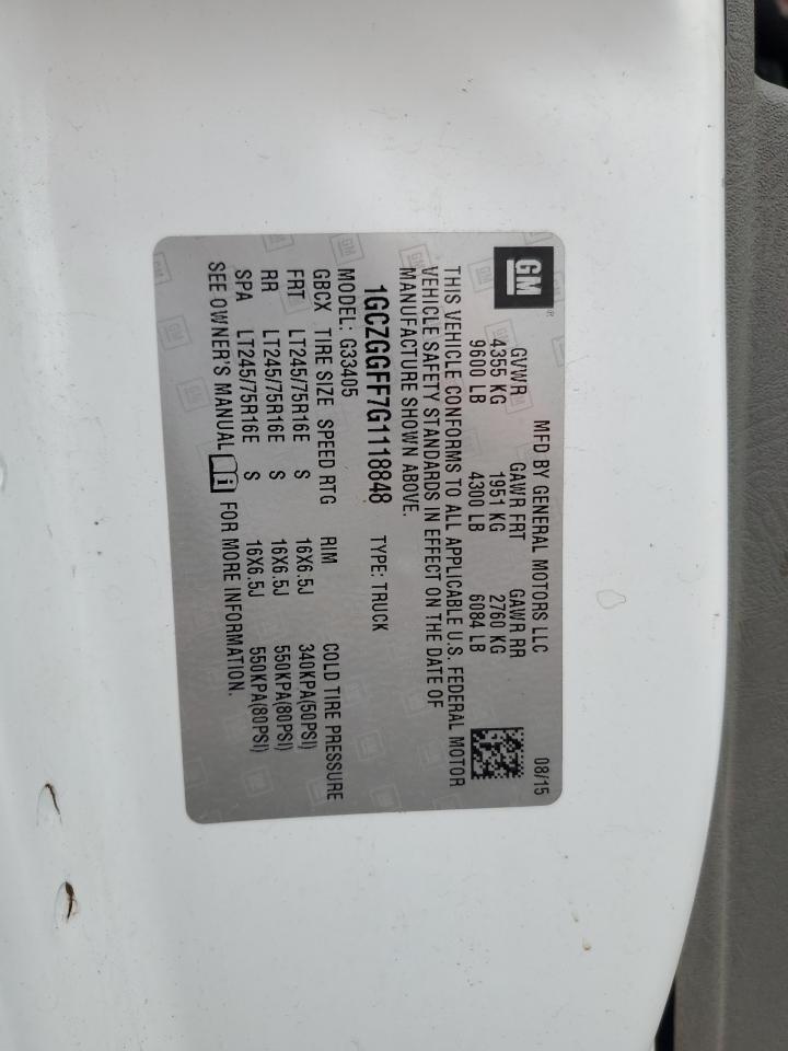 2016 CHEVROLET EXPRESS G3500 photo 12