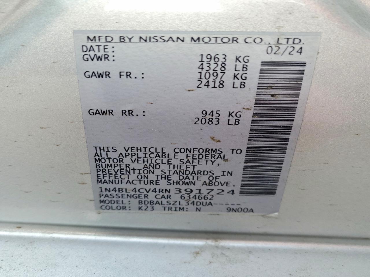 2024 NISSAN ALTIMA SR photo 12