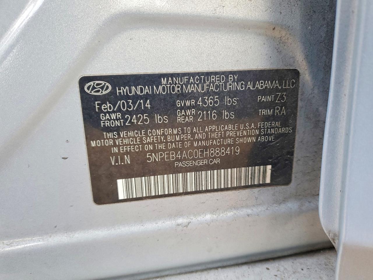 2014 HYUNDAI SONATA GLS photo 12
