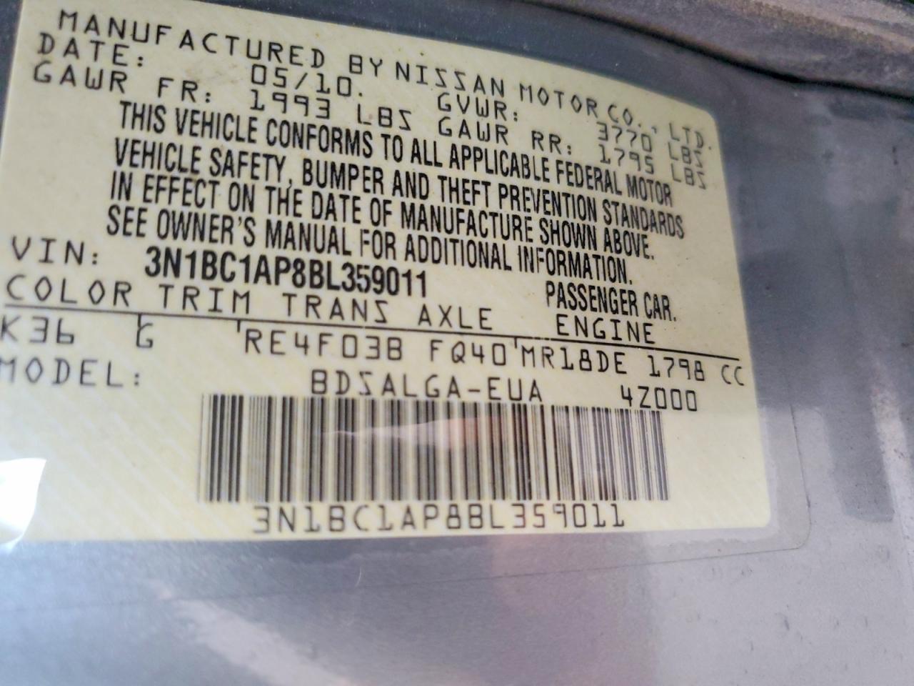 2011 NISSAN VERSA S photo 13