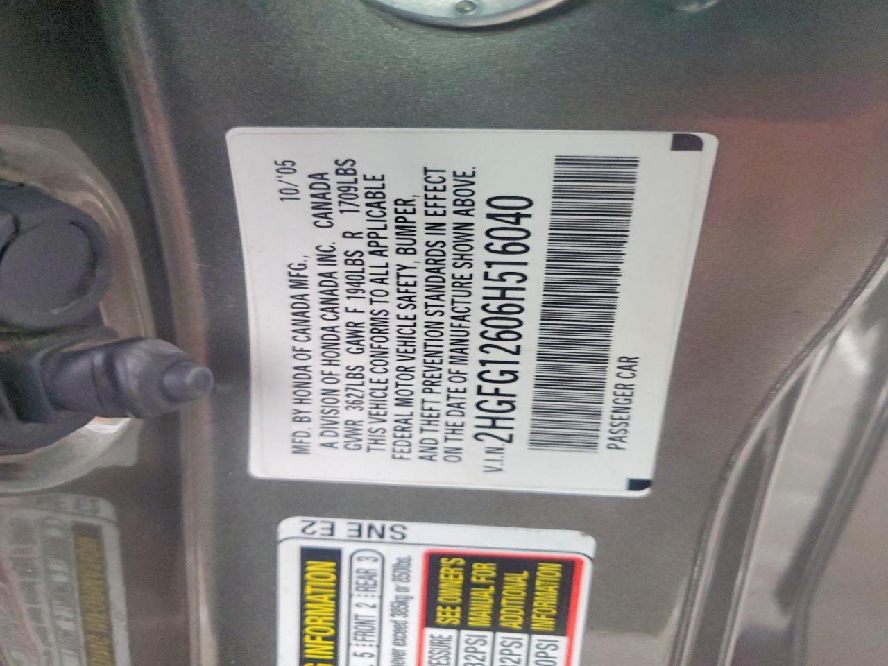 2006 HONDA CIVIC LX photo 12