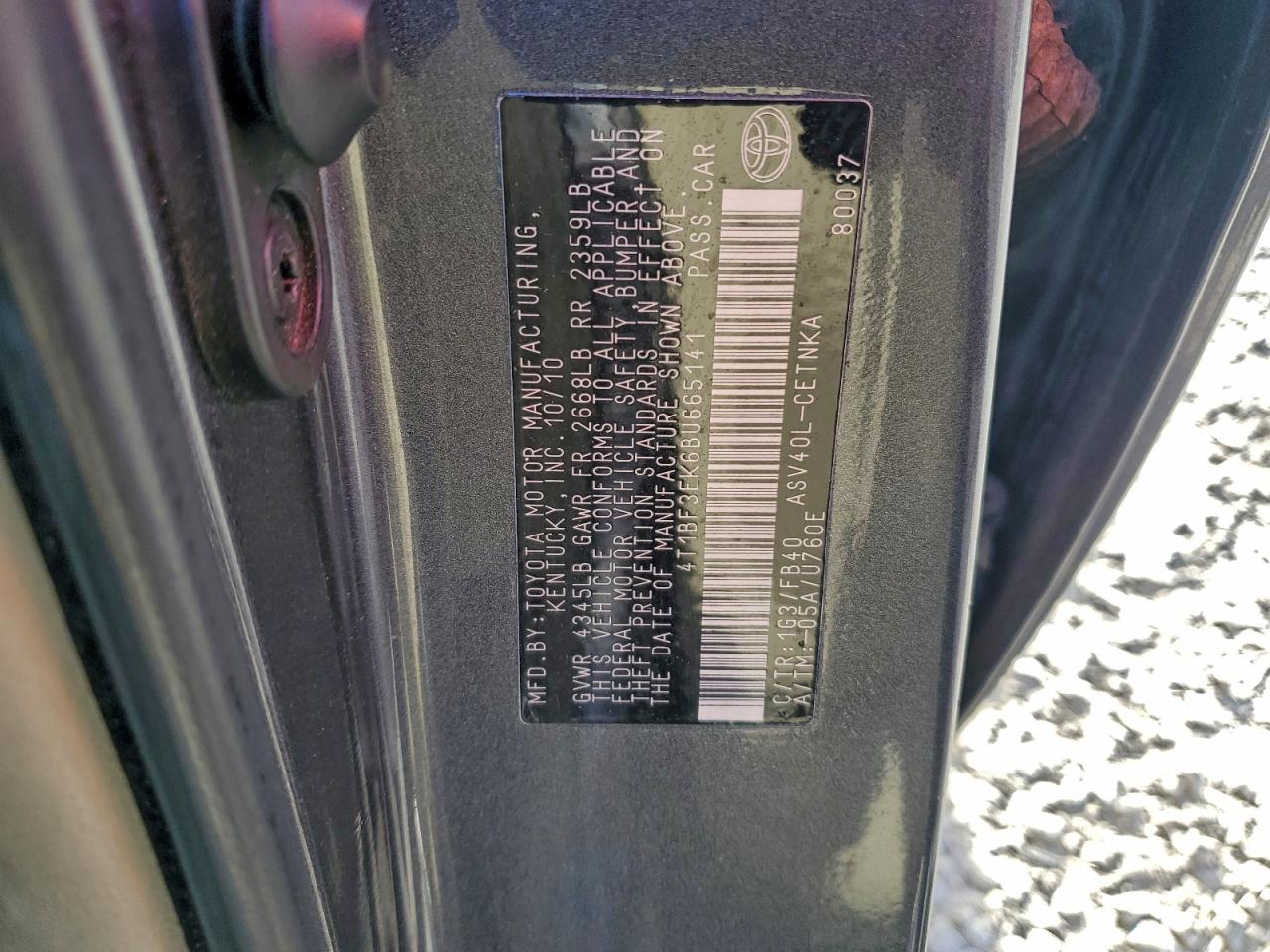 2011 TOYOTA CAMRY BASE photo 12