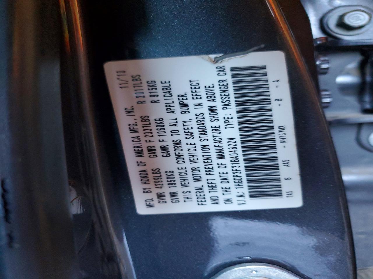 2011 HONDA ACCORD LX photo 12