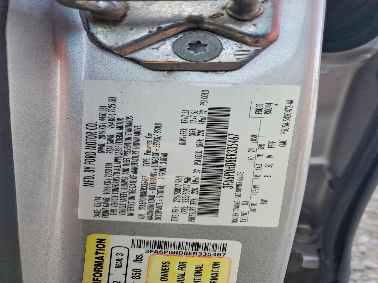2014 FORD FUSION SE photo 34