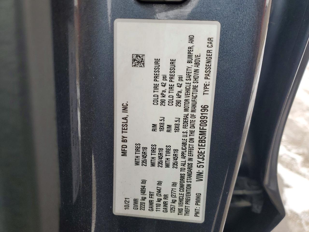 2021 TESLA MODEL 3 photo 12