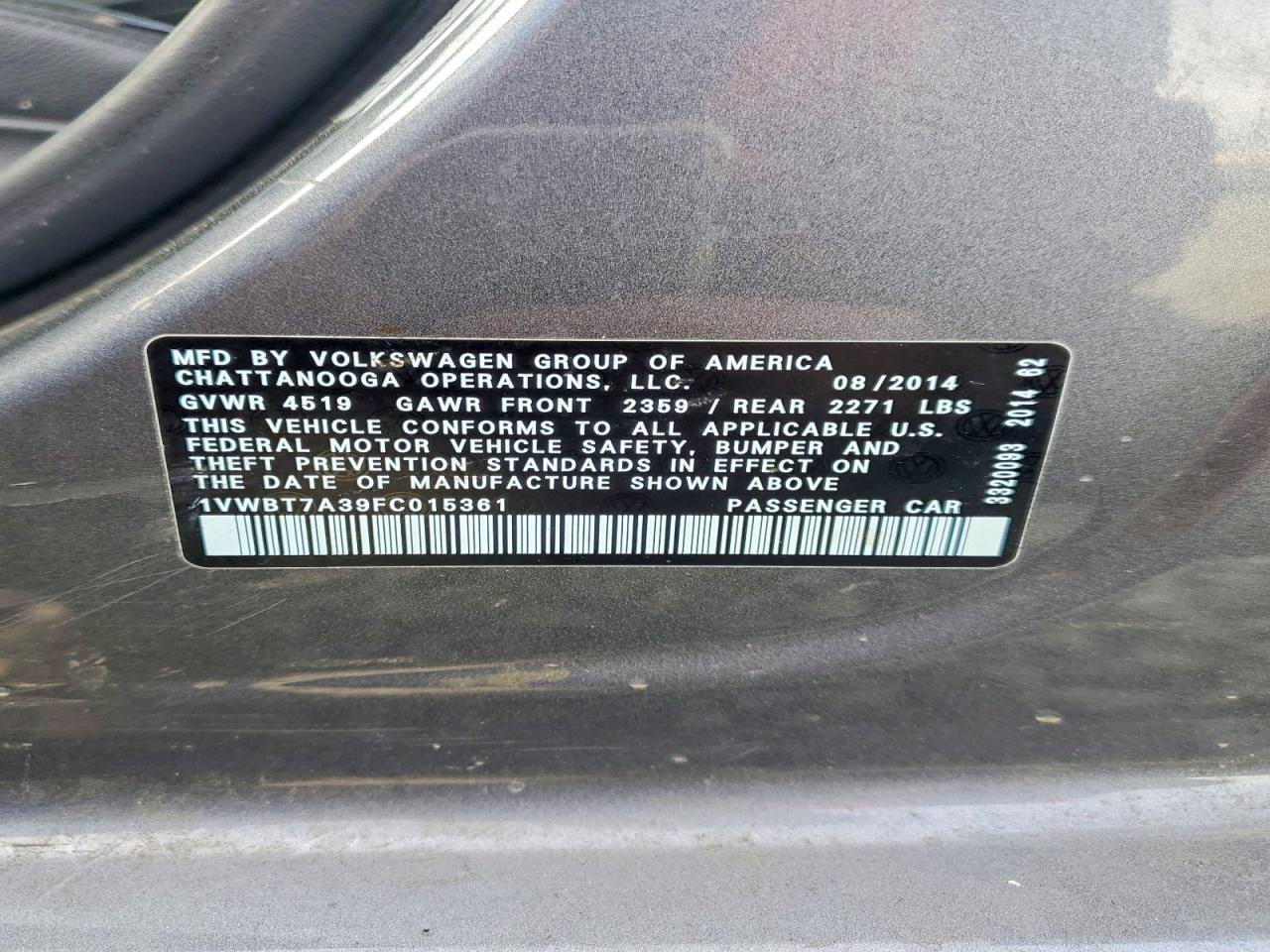 2015 VOLKSWAGEN PASSAT SE photo 12