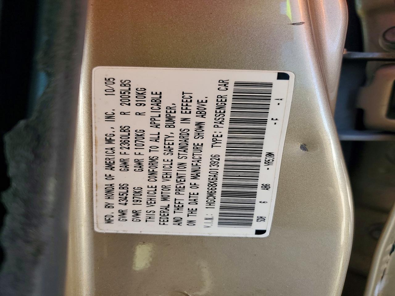 2006 HONDA ACCORD EX photo 12