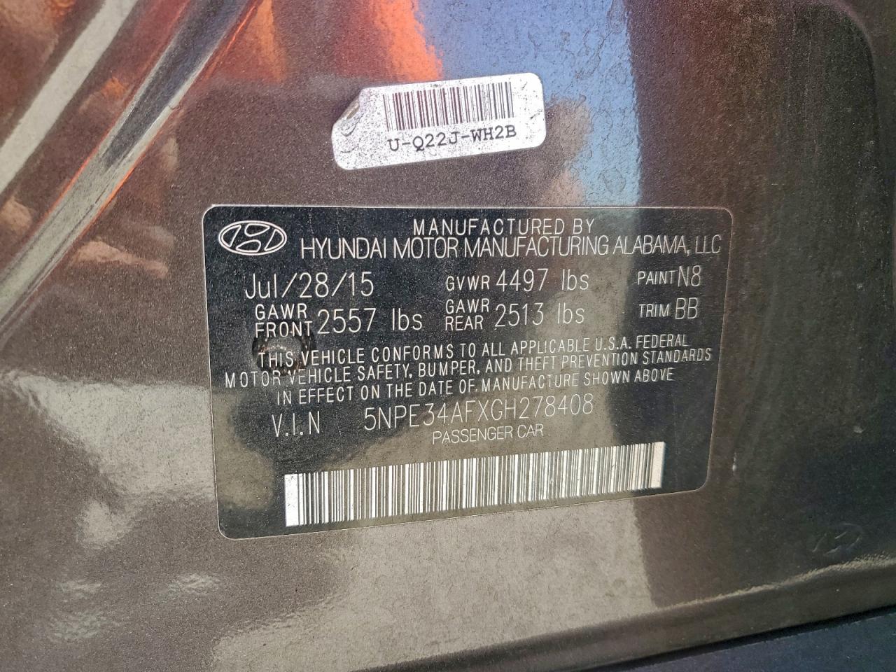 2016 HYUNDAI SONATA SPORT photo 12
