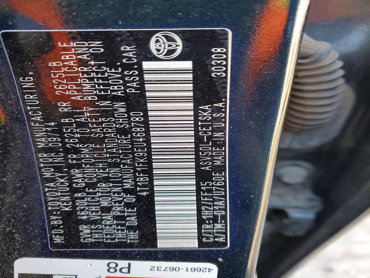 2014 TOYOTA CAMRY L photo 12