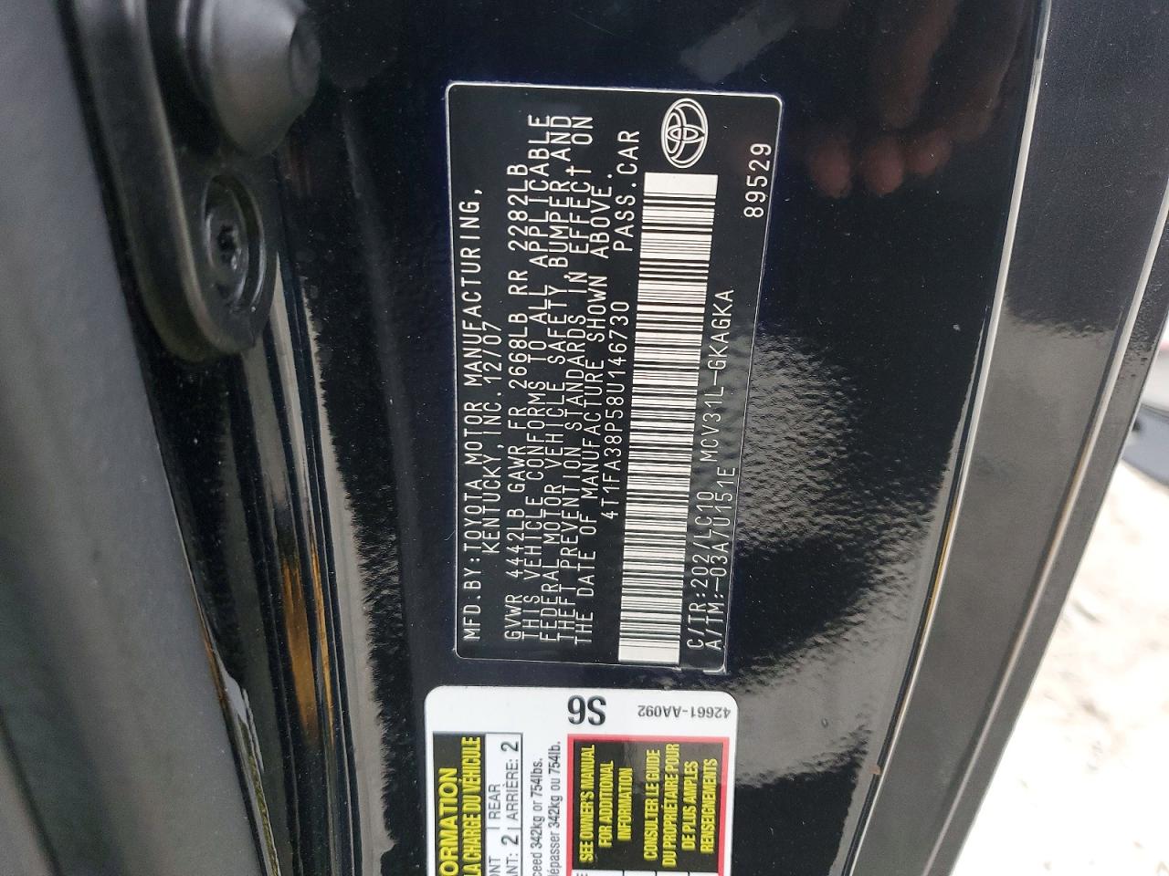 2008 TOYOTA CAMRY SOLARA SE photo 12