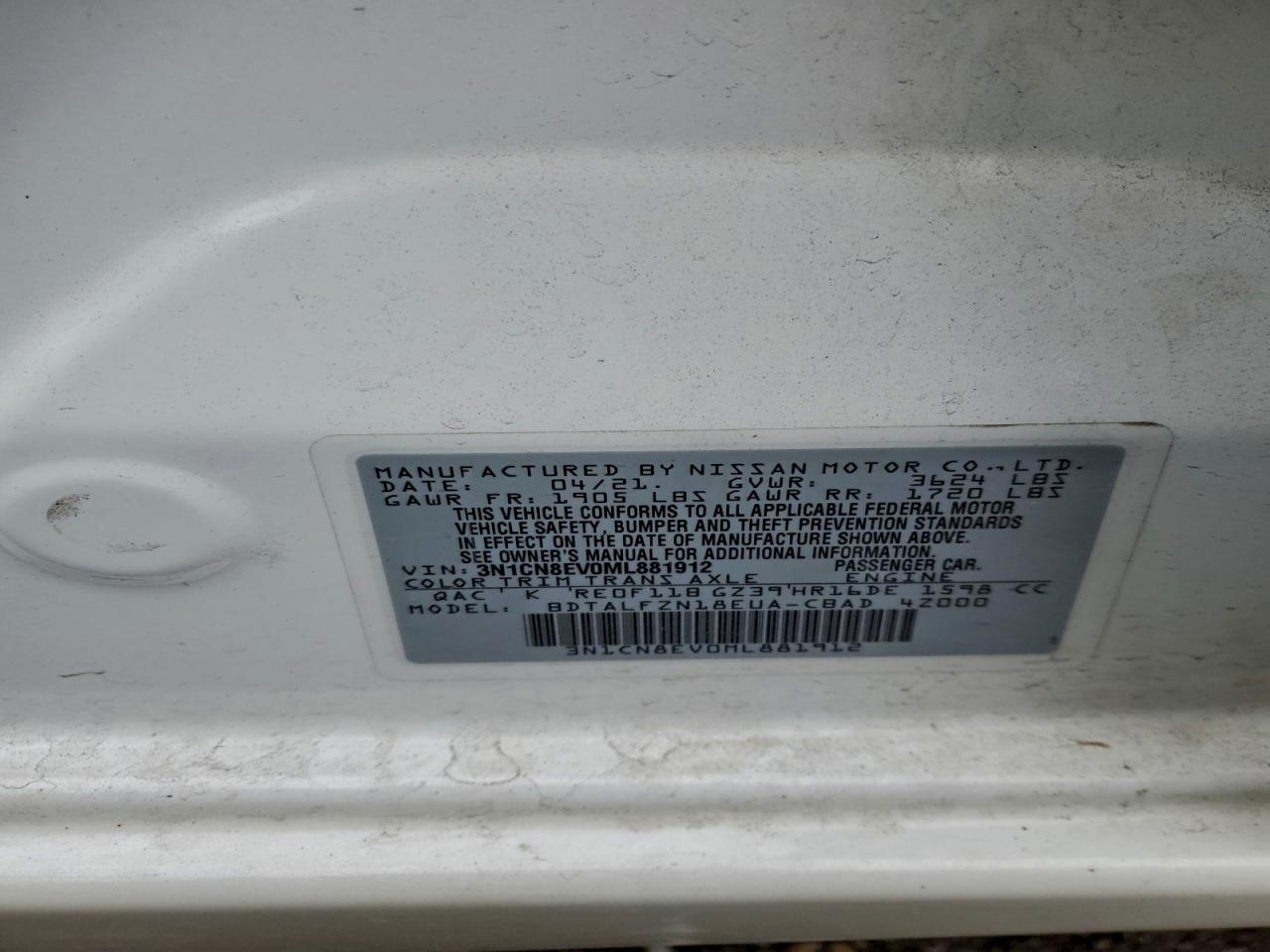 2021 NISSAN VERSA SV photo 12