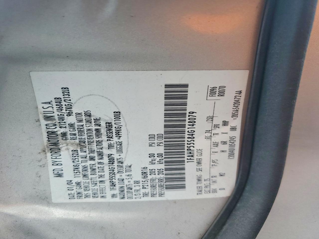 2004 FORD TAURUS SES photo 12