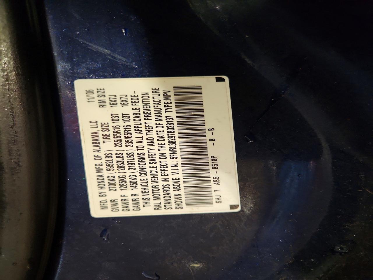2007 HONDA ODYSSEY LX photo 27