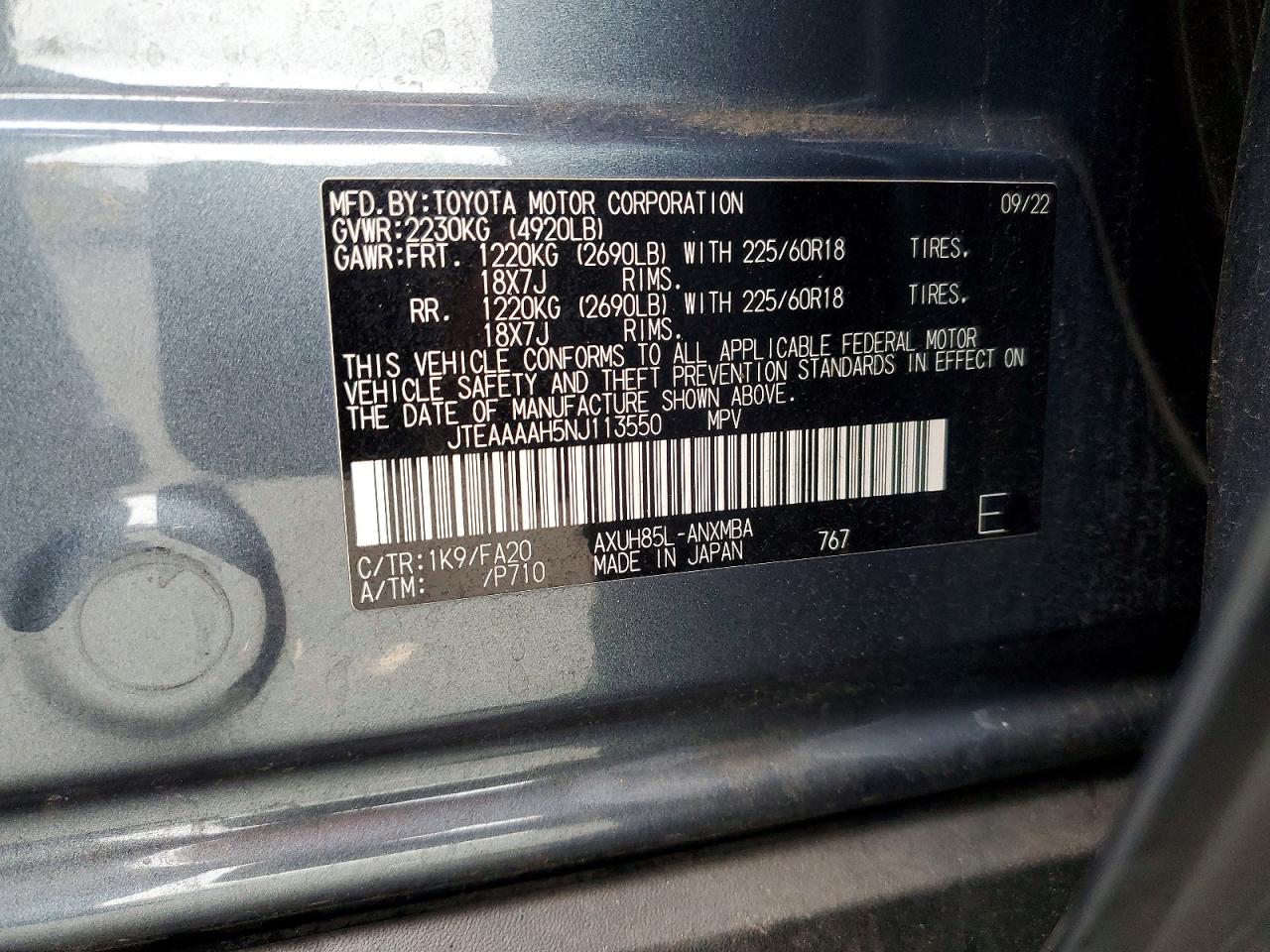2022 TOYOTA VENZA LE photo 13