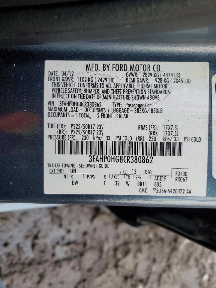 2012 FORD FUSION SE photo 13