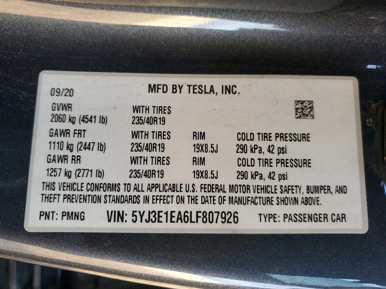 2020 TESLA MODEL 3 photo 13