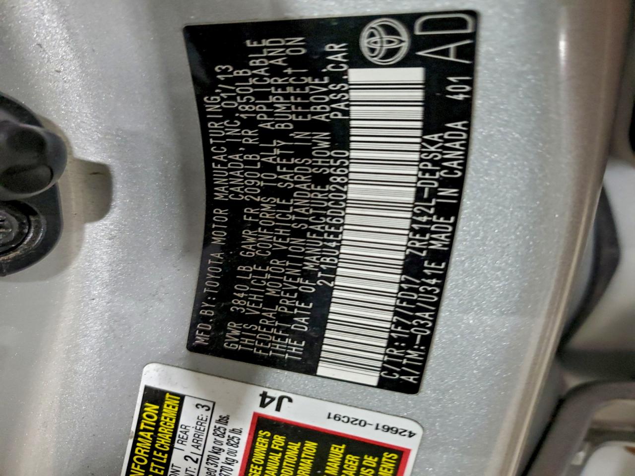 2013 TOYOTA COROLLA BASE photo 13