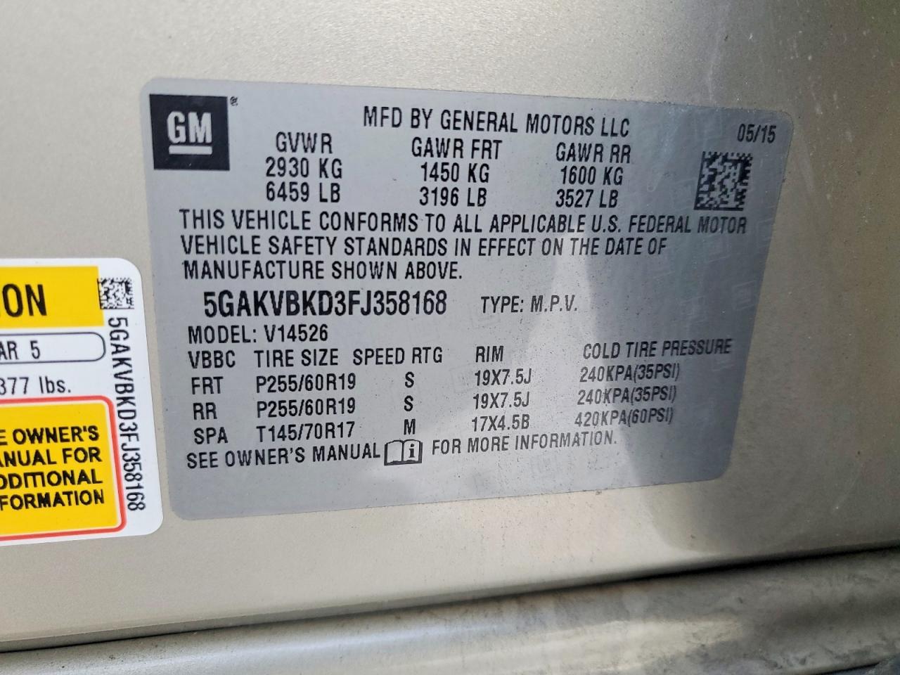 2015 BUICK ENCLAVE photo 13