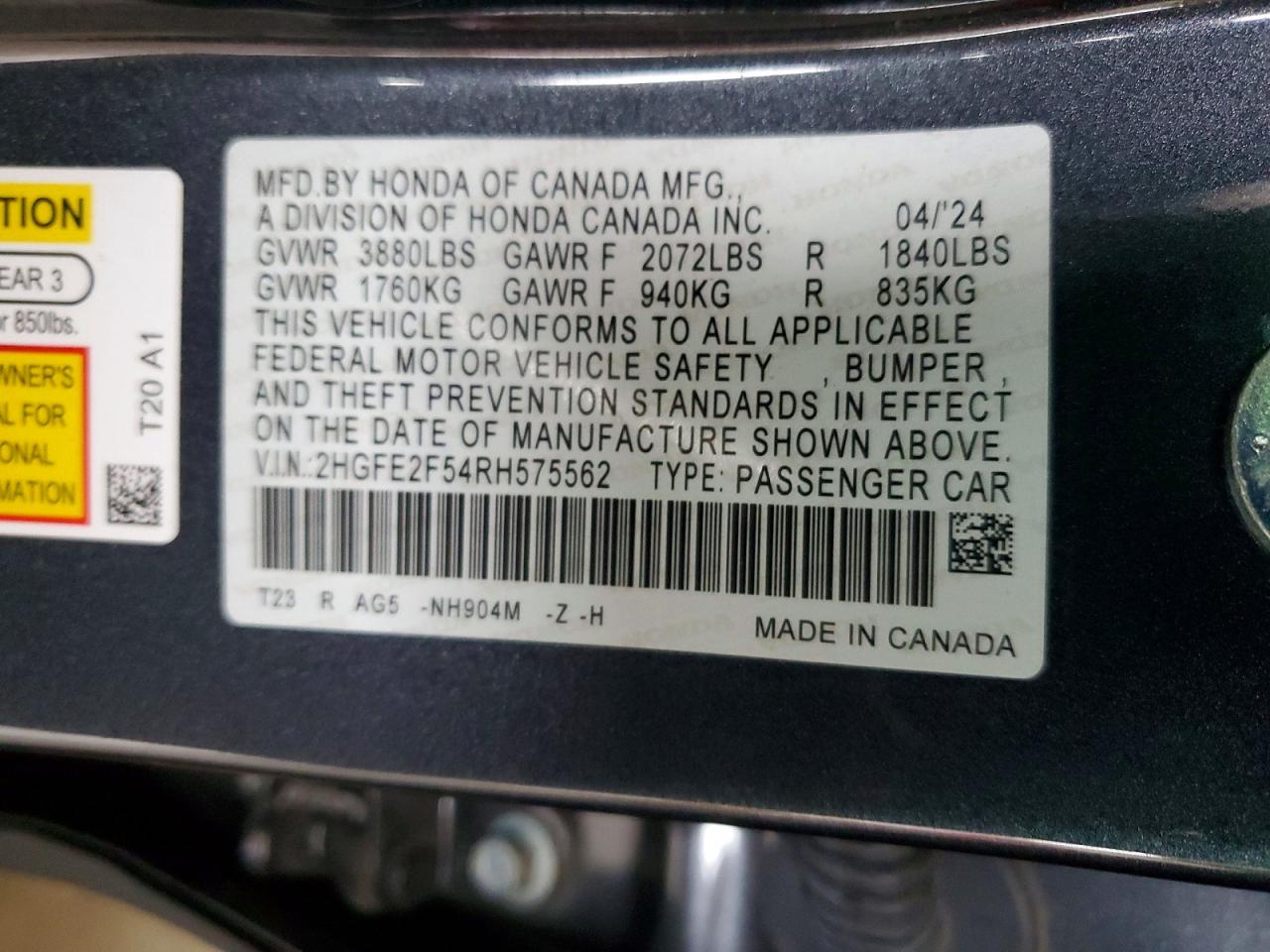 2024 HONDA CIVIC SPORT photo 12