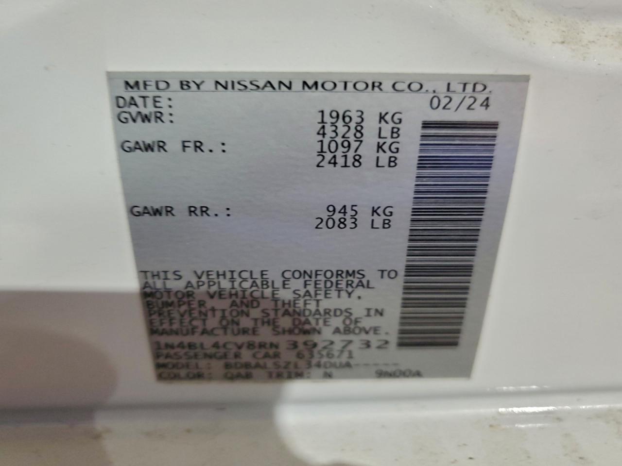 2024 NISSAN ALTIMA SR photo 12