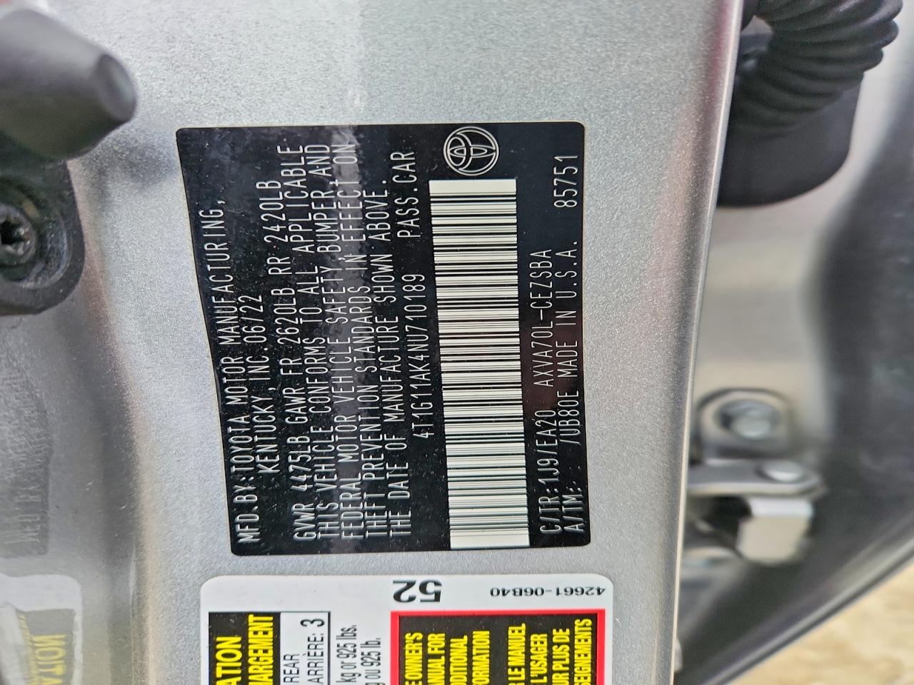 2022 TOYOTA CAMRY SE photo 12