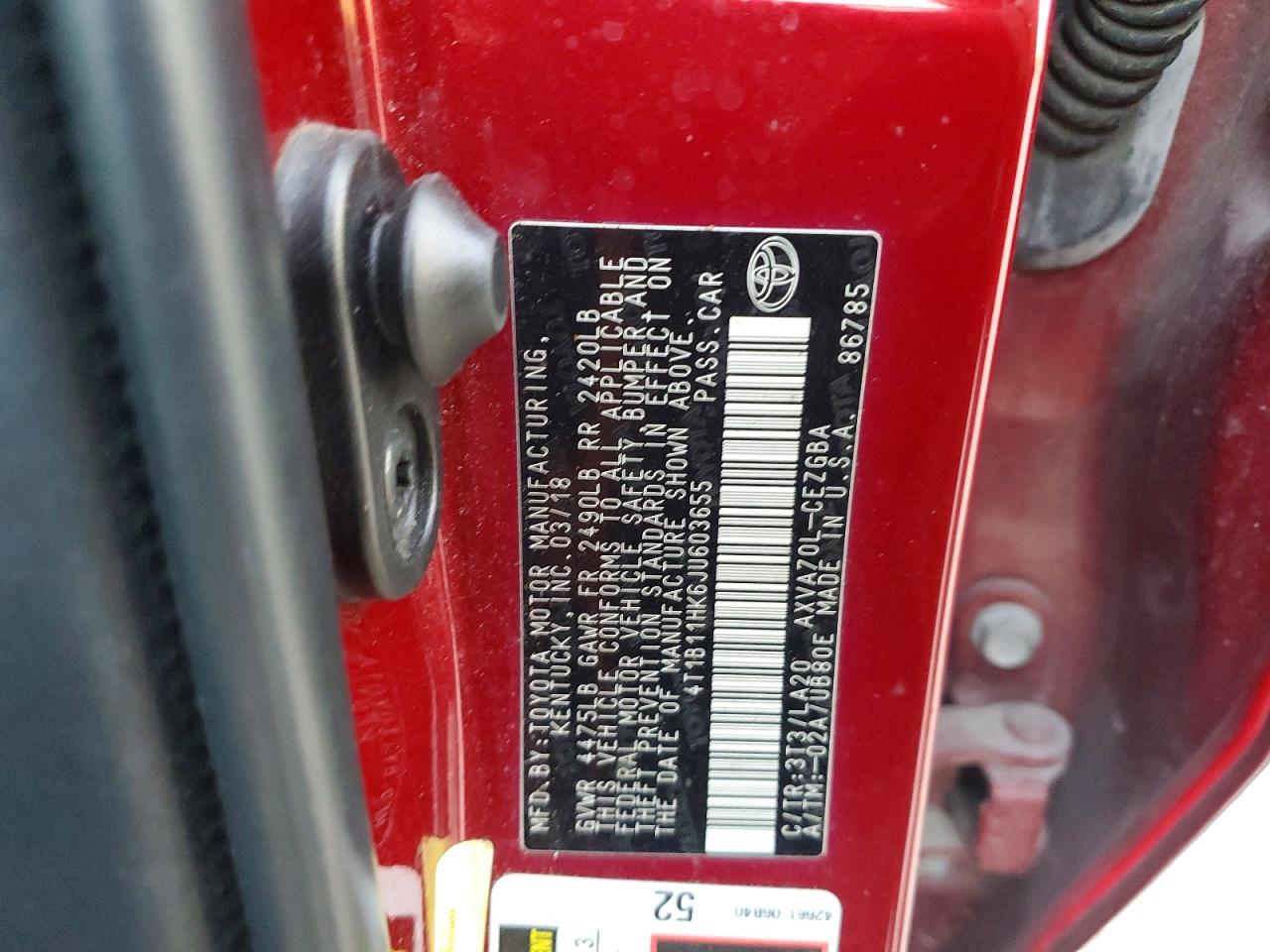 2018 TOYOTA CAMRY XLE photo 12