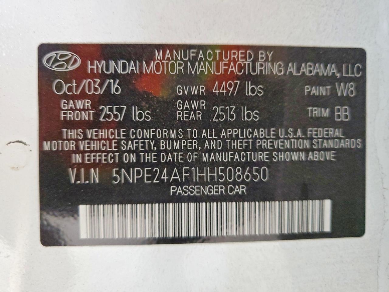 2017 HYUNDAI SONATA SE photo 12