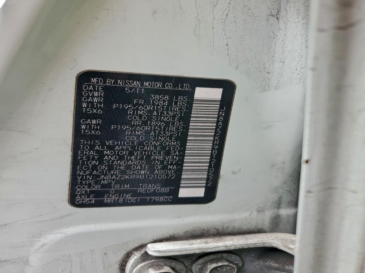 2011 NISSAN CUBE BASE photo 14