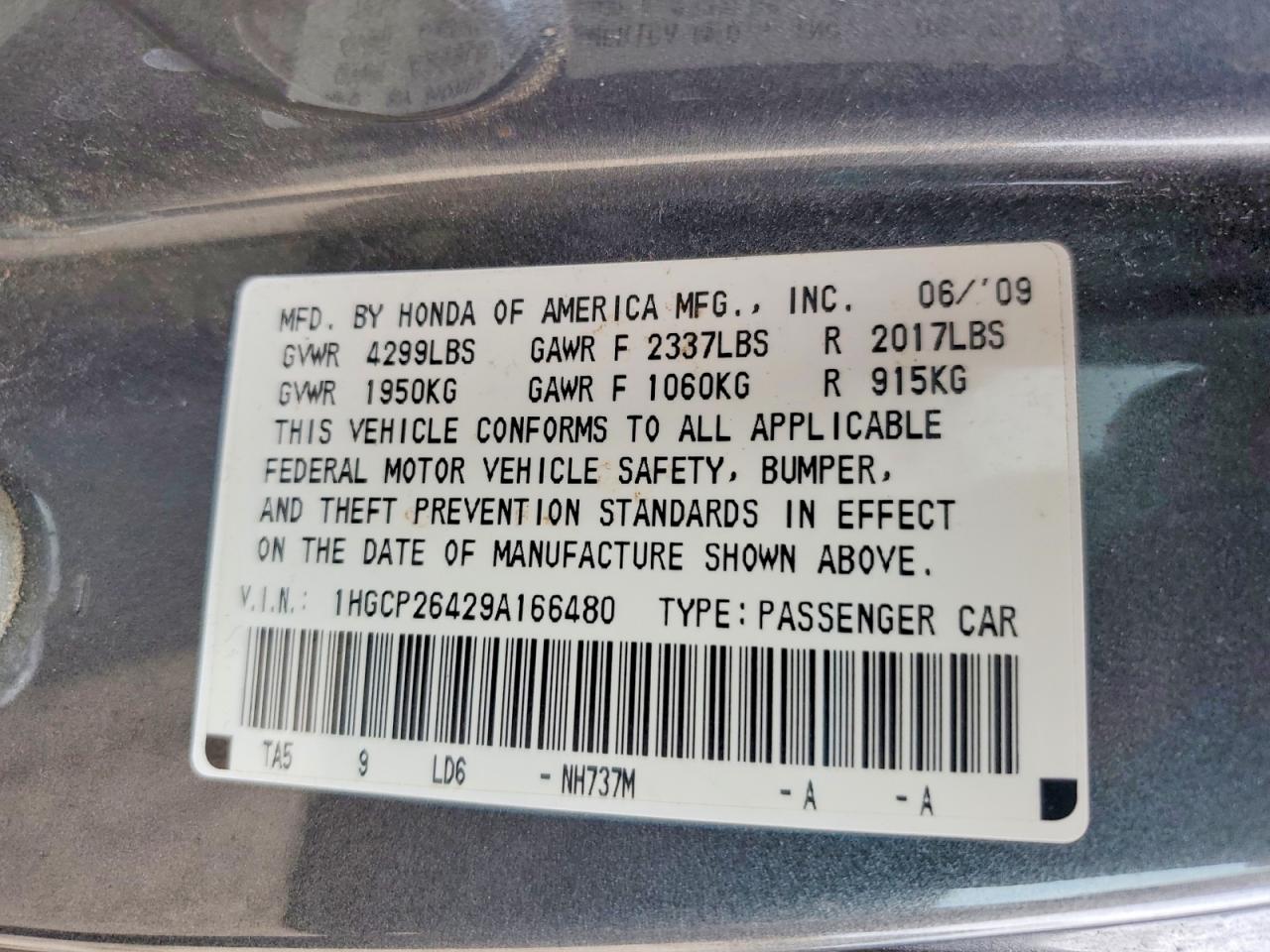 2009 HONDA ACCORD LXP photo 25