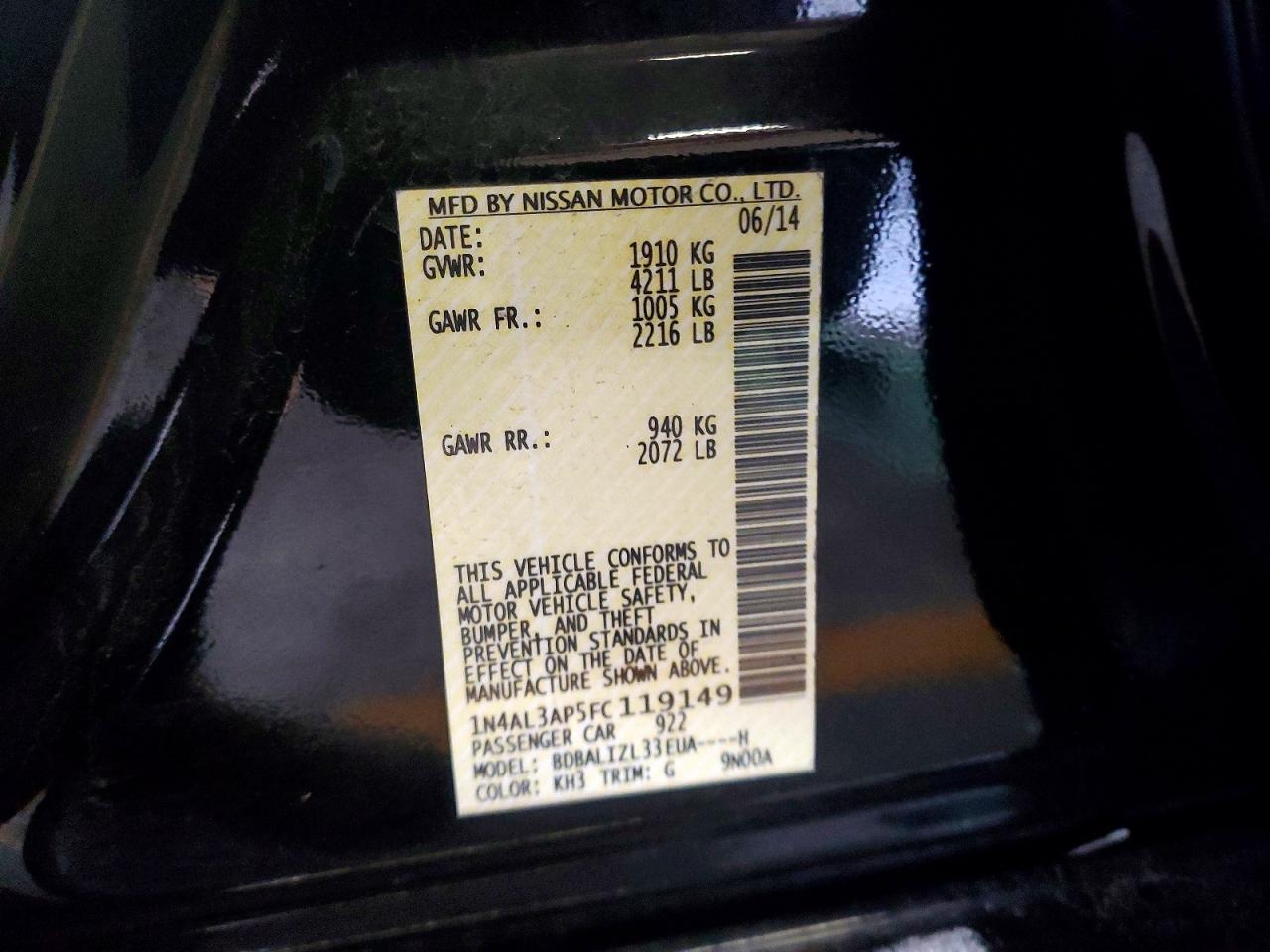 2015 NISSAN ALTIMA 2.5 photo 12