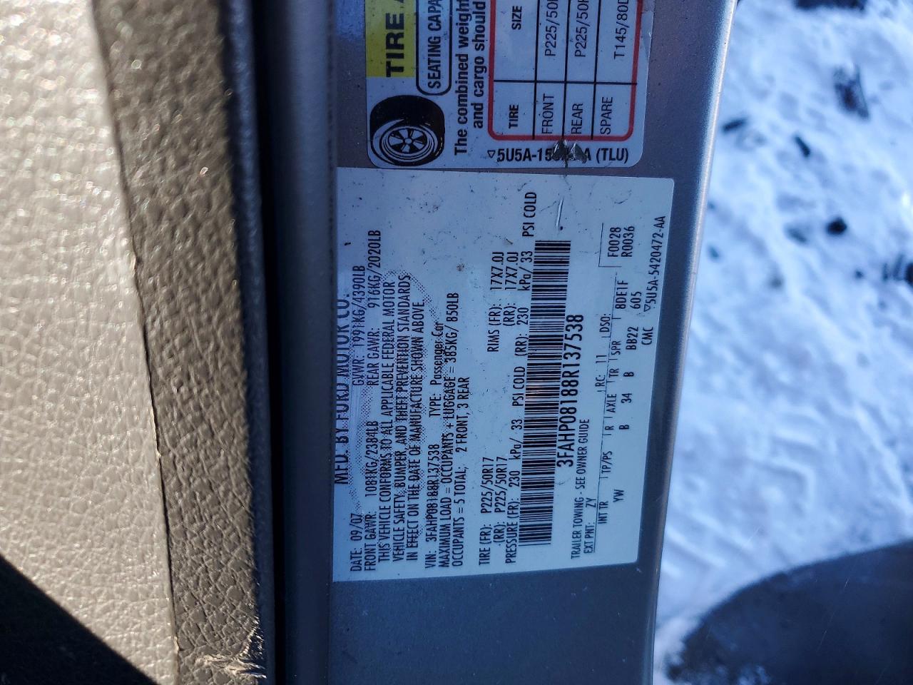 2008 FORD FUSION SEL photo 13