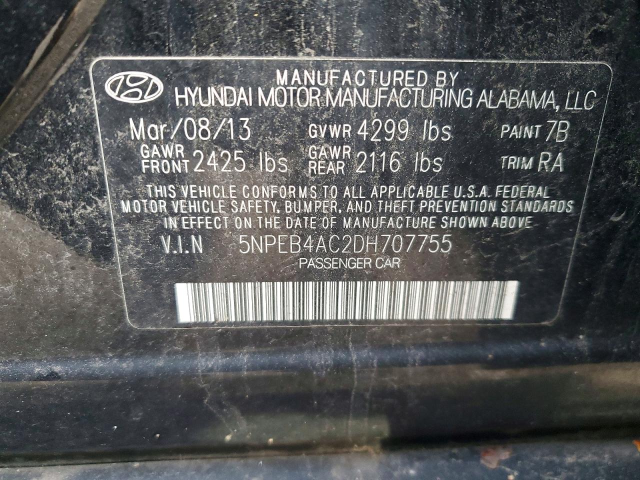 2013 HYUNDAI SONATA GLS photo 13