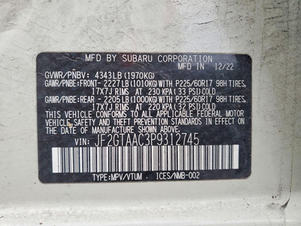 2023 SUBARU CROSSTREK photo 13