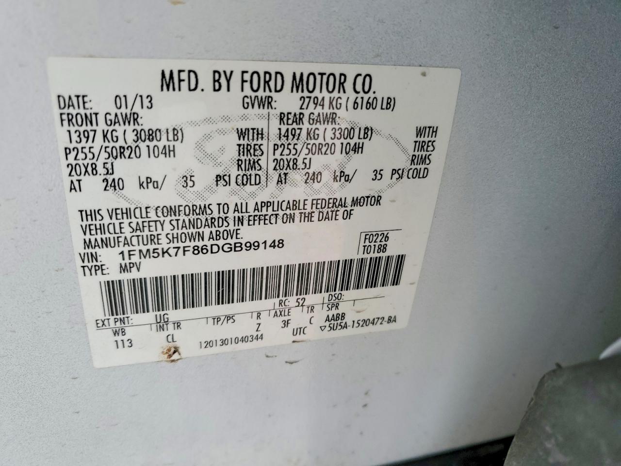 2013 FORD EXPLORER LIMITED photo 13