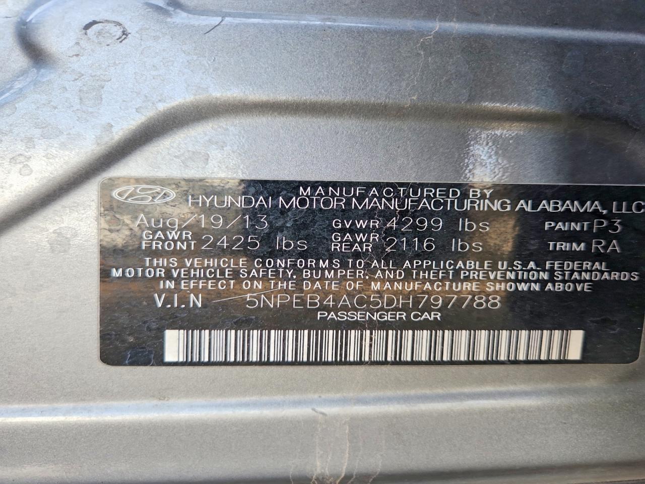 2013 HYUNDAI SONATA GLS photo 12